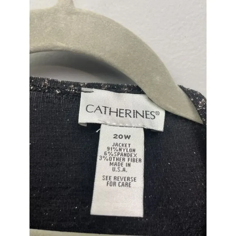 Catherines 2-piece Tank Cardigan set‎ Women's Plus 20W Black glitter/metal